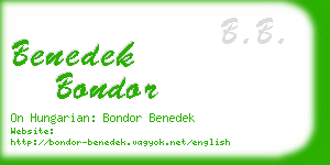 benedek bondor business card